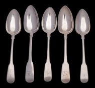 A set of three George III silver Fiddle pattern tablespoons, maker Peter & William Bateman, London,