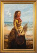 English School late 19th Century- Fisher Girl,:- oil on canvas, 75 x 49cm.