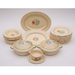 A Susie Cooper earthenware dinner service: decorated in a version of the April pattern,