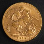 WITHDRAWN A George V gold sovereign coin and an Edward VII gold half sovereign coin,