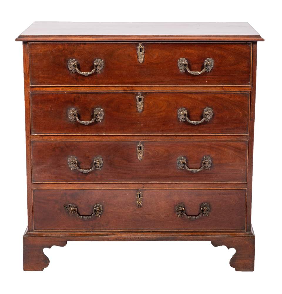 A George III mahogany secretaire chest of drawers, last quarter 18th century,