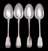 A set of four William IV silver Fiddle pattern table forks, maker William Chawner II, London,
