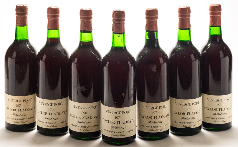 Seven bottles of Taylor Fladgate Vintage port, 1970, Berry Bros & Rudd Ltd.