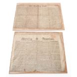 Two early 19th century newspapers; The Morning Post.