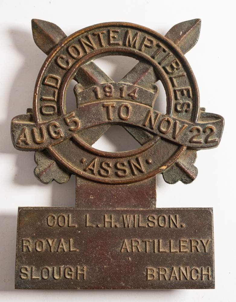 A WWI Old Contemptibles Commemorative plaque for Col. L H .