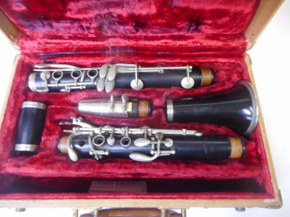 A W R Yorke five section clarinet, contained in a fitted case.