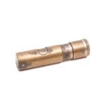 A Totem brass cylindrical petrol lighter, signed as per title, 6.8cm.