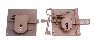 A French wrought iron lock and key,