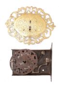 An 18th century gilt brass mounted lock,