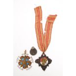 A WWII German Eastern Medal: together with two German enamel lodge or regimental jewels (3)