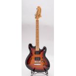 A Square Starcaster hollow body electric guitar serial number ISS2008891, plated machine heads,