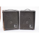 A pair of Carlsboro Sound Equipment PA speakers circa 1970s, black vinyl cases,