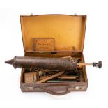 An early 20th century piano tuner's kit including hammers, treble mutes, tuning forks etc,