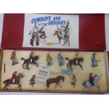 Britains Set No 209 Cowboys: mounted and on foot, in original box with card insert,