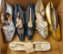 Six pairs of early 20th century lady's shoes,