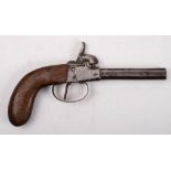 A 19th century continental percussion cap pistol: unsigned, with plain barrel and action,