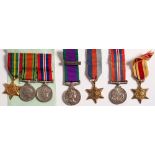 A group of six WWII miniature medals and an ERII miniature Army General Service medal with clasp: