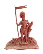 A late 19th/early 20th century cast iron door stop in the form of a Highland Soldier, standing,