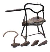 A 19th Century French iron, wood and leather bellows:,