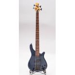 A Vintage bass guitar with dark blue body and black fittings: together with a Kustom KB10