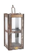 A WWI period tin lantern by J Hunks & Son, Birmingham,