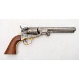 A Manhattan Firearms Navy 1860 pattern percussion cap five shot revolver:,