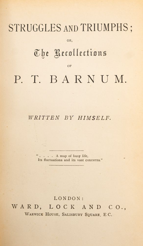 CIRCUS : Struggles and Triumphs; or, the Recollections of P. T. Barnum. Written by Himself. - Image 2 of 5
