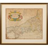 MORDEN, Robert - Cornwall : hand coloured map, 430 x 345mm, quite foxed, F & G. c1695.