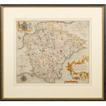 KIP, William - [ Devonshire ] : Devoniae, hand coloured map with the number in the lower corner,