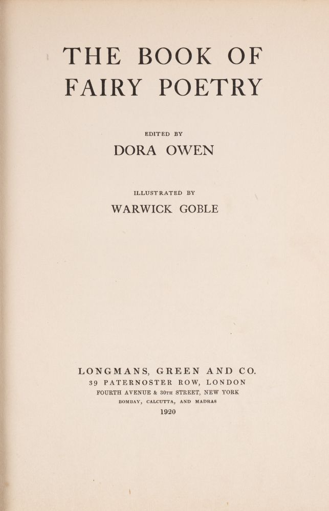 GOBLE, Warwick : (illustrator) - The Book of Fairy Poetry. Edited by Dora Owen. - Image 2 of 4