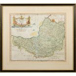 MORDEN, Robert - Somersetshire : hand coloured map, 420 x 360 mm, F & G. 1722 [or earlier].