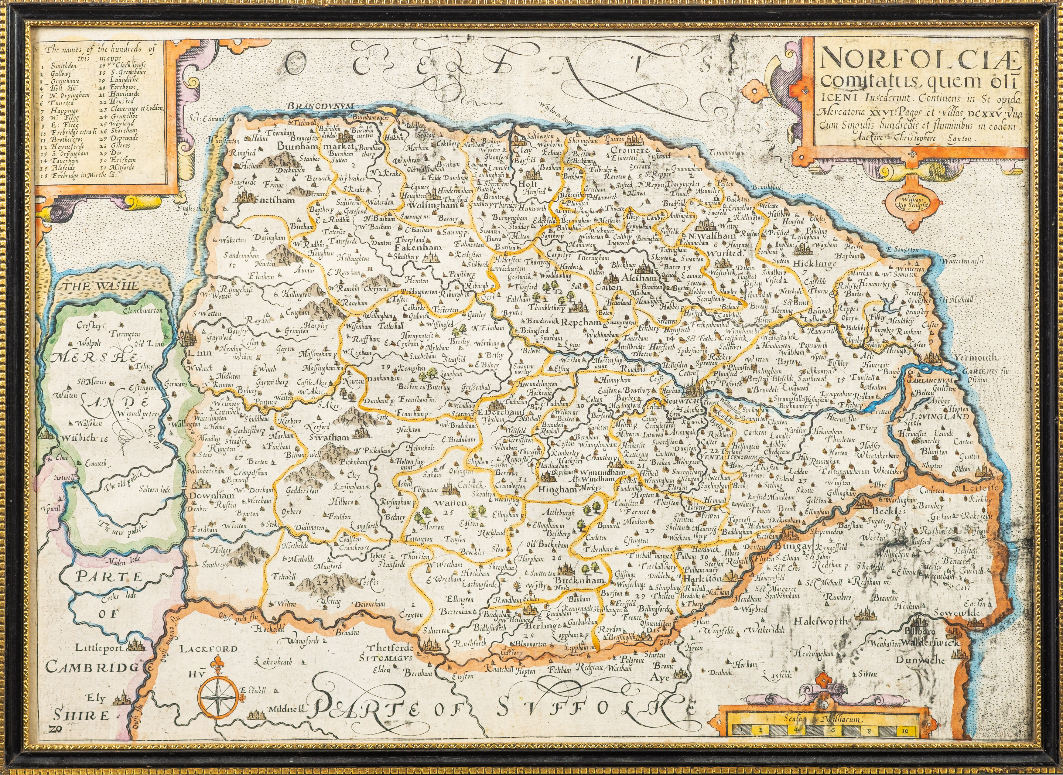 KIP, William - [ Norfolk ] Norfolciae comitatus ... hand coloured map. 380 x 280 mm, F&G.