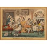 SATIRICAL/CARICATURES : ' Matrimonial Harmonics' Coloured print published by Le Petit, 335 x 225 mm,