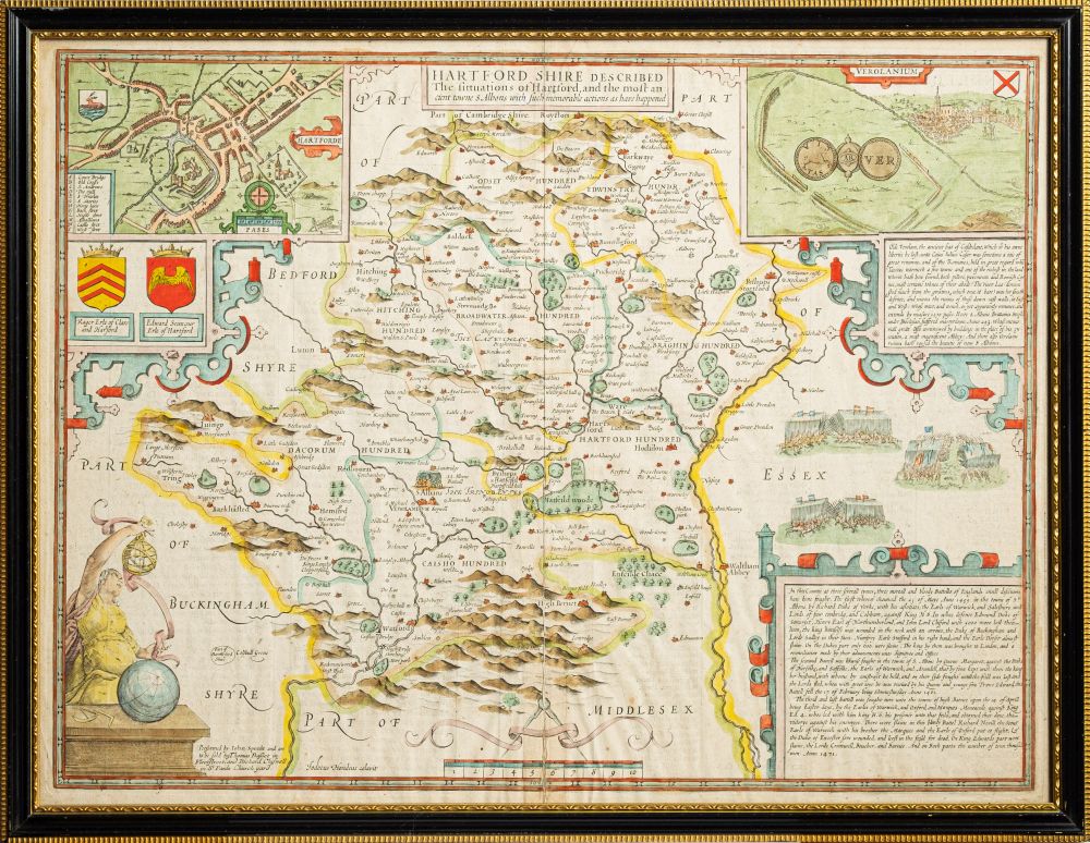 SPEED, John - Hartford shire Described [Hertfordshire] hand coloured map, 510 x 380 mm.