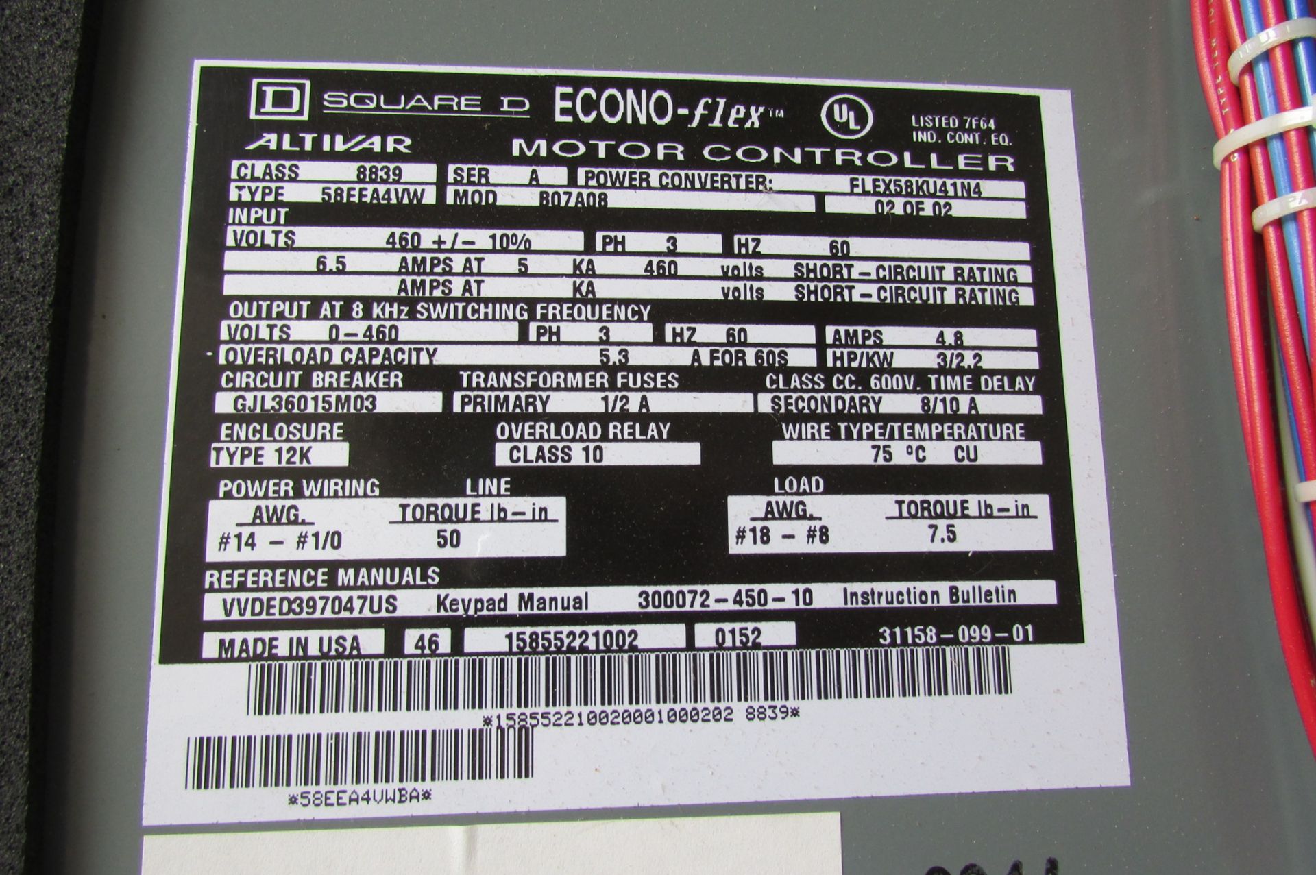 Square D Econo-Flex Adjustable Speed Drive Controller - Image 3 of 4