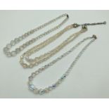 3 vintage faceted glass bead necklaces to include aurora borealis.