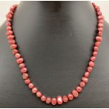 A 15" dyed freshwater pearl necklace with silver tone magnetic barrel clasp. Retired jewellery
