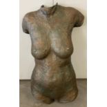 Wall art body cast of a nude torso, finished in metallic tones. Approx. 75cm tall.
