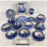 A collection of Copeland Spode "Italian" pattern teaware ceramics with different types of back
