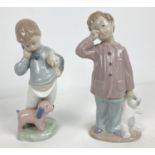 2 retired Nao Spanish ceramic figurines of boys. 1990 "Sleepy Head" figure (approx. 20cm tall)
