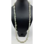 A 32" green aventurine chip beaded costume jewellery necklace. Retired jewellery makers stock.