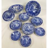 A collection of Copeland Spode "Italian" pattern tableware with 2 styles of back stamp.