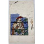TW Camm Stained glass Art studios, Smethwick, pencil & watercolour sketch on paper of Francis I of