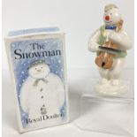 Boxed Royal Doulton ceramic figurine "Cellist Snowman" #DS17, 1988. From The Snowman Gift
