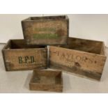 4 vintage wooden food & drink advertising crates, in various sizes. Comprising: Marmite, Tango,