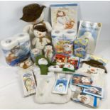 A large collection of assorted Raymond Briggs The Snowman collectables. To include: soft toys,