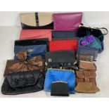 A collection of 21 assorted vintage clutch bags and purses. To include satin, leather and velvet