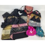10 cotton, silk and satin ethnic & Oriental style shoulder & evening bags.