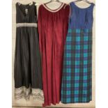 3 vintage 1960's full length evening dresses - 2 sleeveless & 1 long sleeved. To include Berkertex