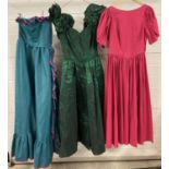 3 vintage 1980's cotton and taffeta ball gowns. To include Debenhams and Laura Ashley.